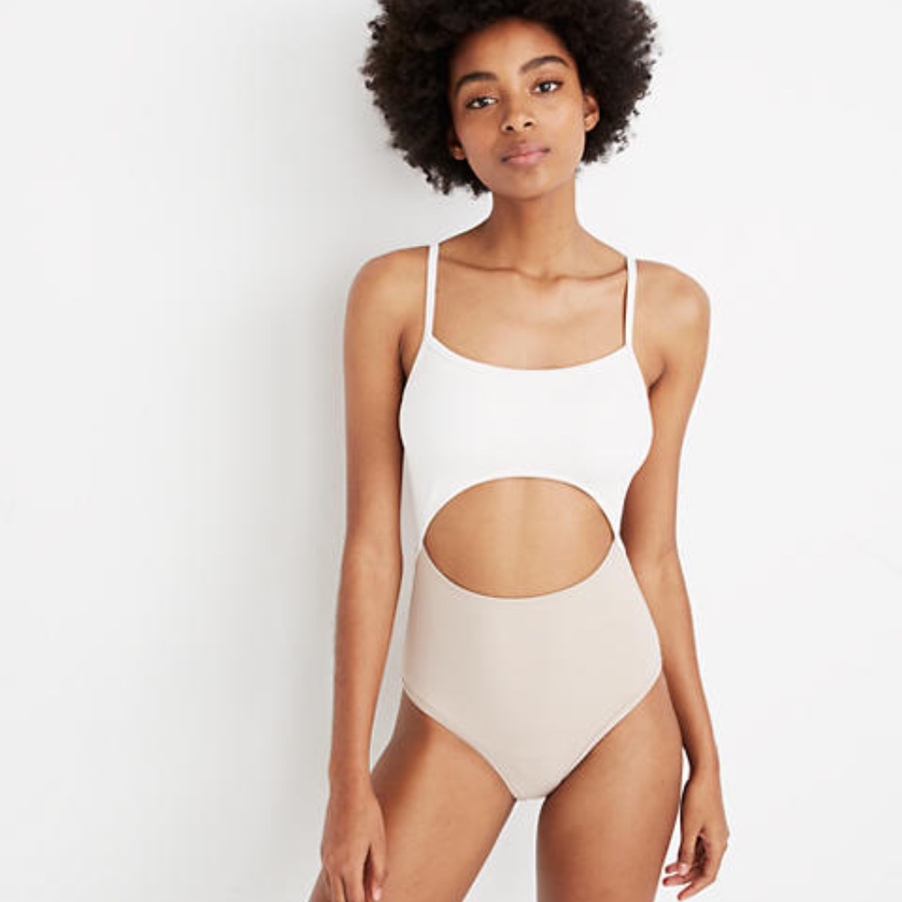 Madewell Second Wave Cutout One-Piece Swimsuit in Colorblock